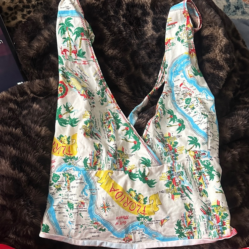 Urban Outfitters Florida Map Print Women's Top